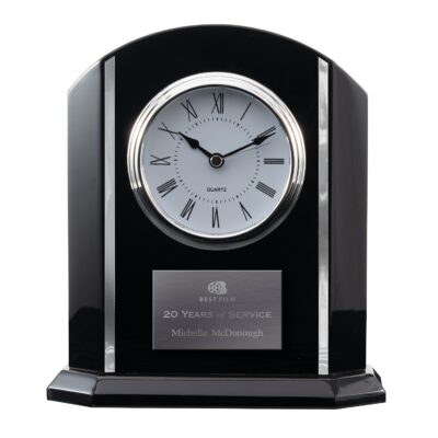 Black and Silver Piano Finish Desk Clock-1