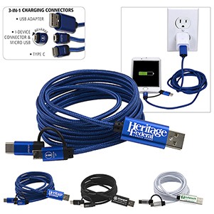 "OSLO" 5-in-1 Braided 6 Ft. Long Cell Phone Charging Cable-1